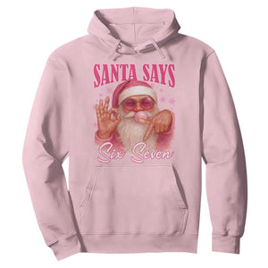 Funny Pink Santa Says Six Seven Hoodie 67 Christmas Meme Gen Alpha TS11 Light Pink Print Your Wear