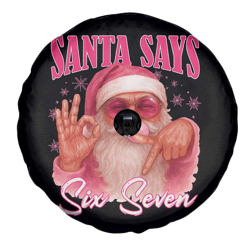 Funny Pink Santa Says Six Seven Spare Tire Cover 67 Christmas Meme Gen Alpha TS11 Print Your Wear
