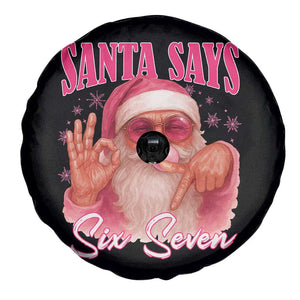 Funny Pink Santa Says Six Seven Spare Tire Cover 67 Christmas Meme Gen Alpha TS11 Print Your Wear