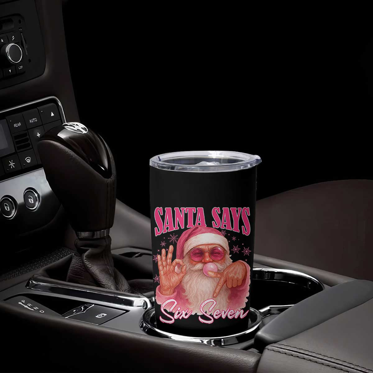 Funny Pink Santa Says Six Seven Tumbler Cup 67 Christmas Meme Gen Alpha TS11 Print Your Wear