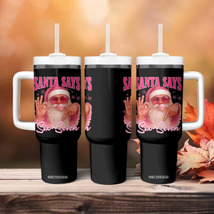 Funny Pink Santa Says Six Seven Tumbler With Handle 67 Christmas Meme Gen Alpha TS11 Print Your Wear