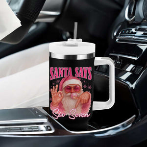 Funny Pink Santa Says Six Seven Tumbler With Handle 67 Christmas Meme Gen Alpha TS11 Print Your Wear