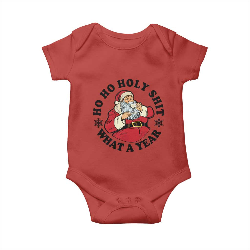 Ho Ho Holy Shit What A Year Baby Onesie Funny Christmas Santa TS11 Red Print Your Wear