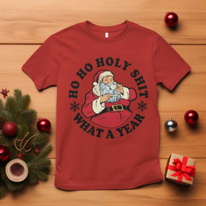 Ho Ho Holy Shit What A Year T Shirt Funny Christmas Santa TS11 Red Print Your Wear