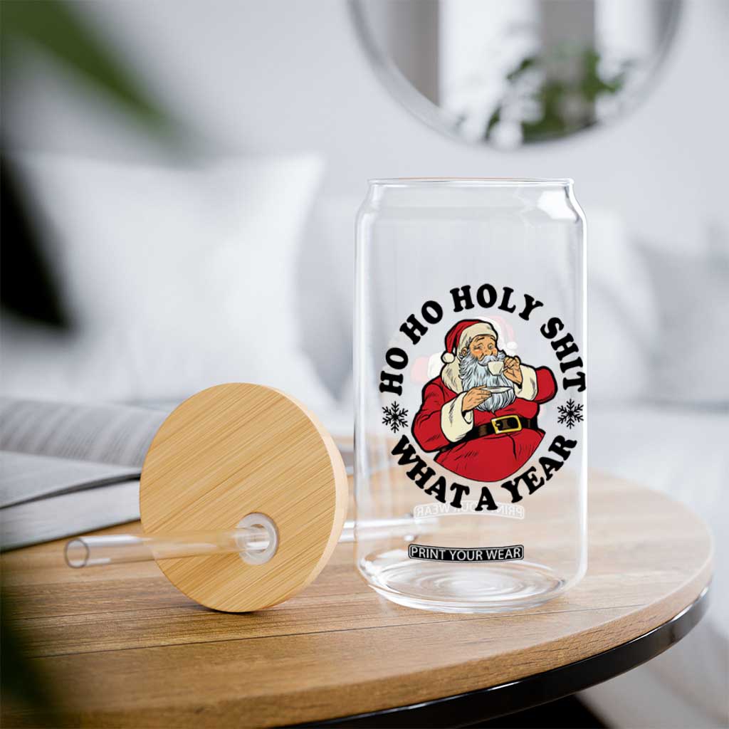 Ho Ho Holy Shit What A Year Glass Can Funny Christmas Santa TS11 Print Your Wear