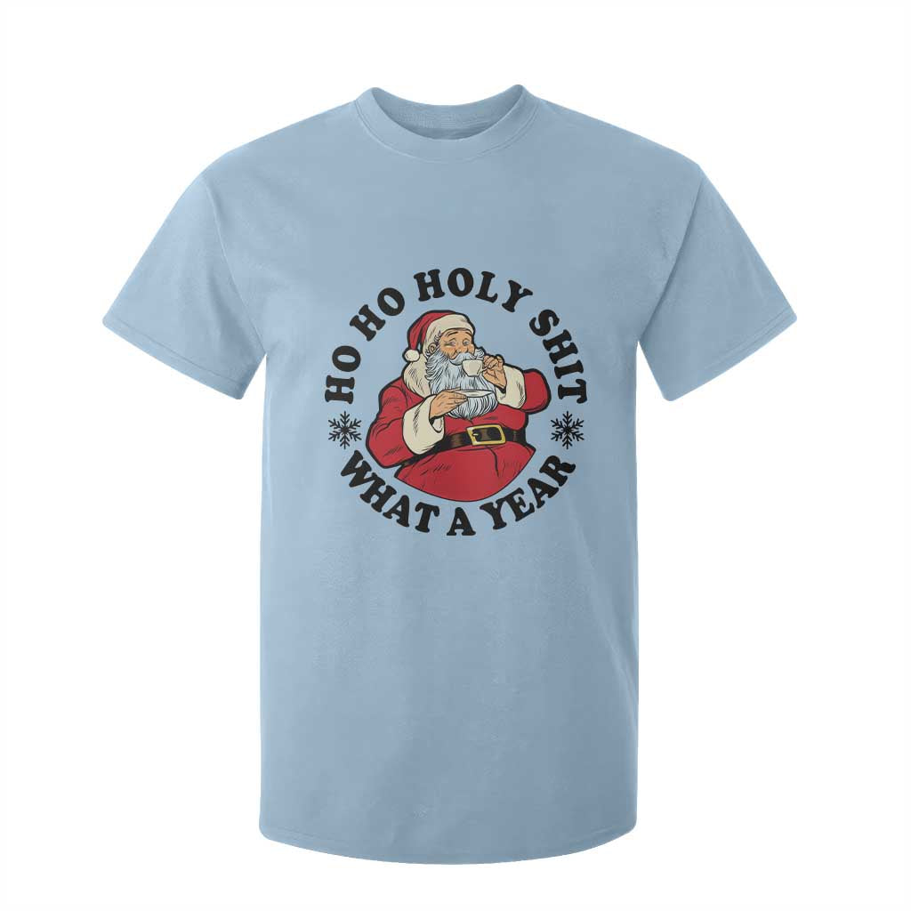Ho Ho Holy Shit What A Year T Shirt For Kid Funny Christmas Santa TS11 Light Blue Print Your Wear