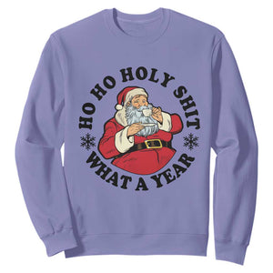 Ho Ho Holy Shit What A Year Sweatshirt Funny Christmas Santa TS11 Violet Print Your Wear