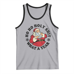 Ho Ho Holy Shit What A Year Tank Top Funny Christmas Santa TS11 Athletic Heather Black Print Your Wear