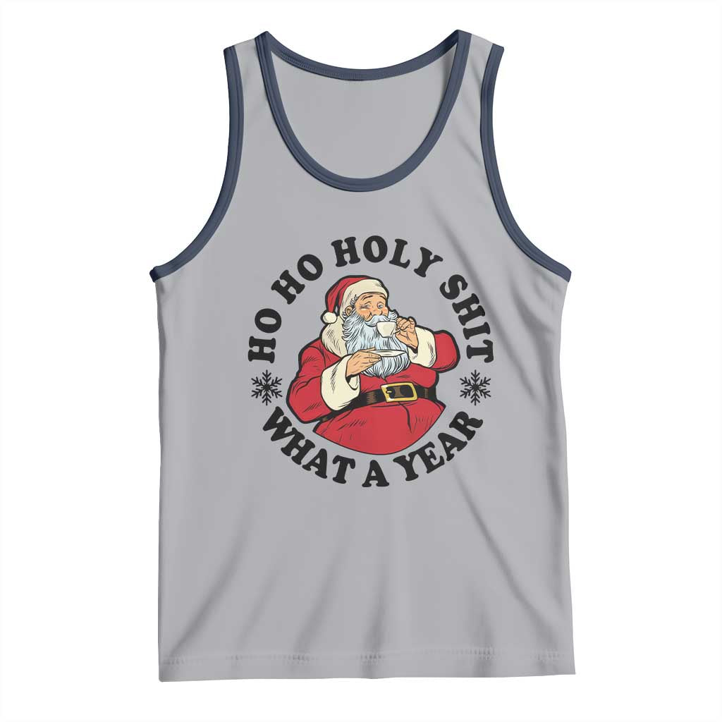 Ho Ho Holy Shit What A Year Tank Top Funny Christmas Santa TS11 Athletic Heather Navy Print Your Wear