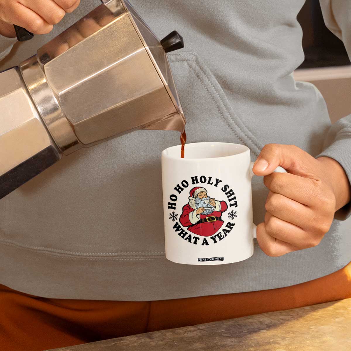 Ho Ho Holy Shit What A Year Coffee Mug Funny Christmas Santa TS11 Print Your Wear