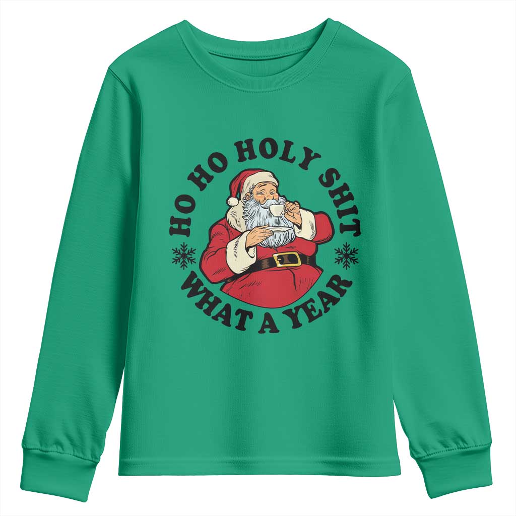 Ho Ho Holy Shit What A Year Youth Sweatshirt Funny Christmas Santa TS11 Irish Green Print Your Wear