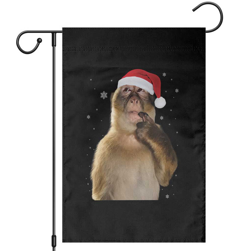 Christmas Thinking Monkey Meme Humor Brainrot Garden Flag TS11 Black Print Your Wear
