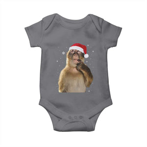 Christmas Thinking Monkey Meme Humor Brainrot Baby Onesie TS11 Charcoal Print Your Wear