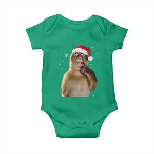 Christmas Thinking Monkey Meme Humor Brainrot Baby Onesie TS11 Irish Green Print Your Wear