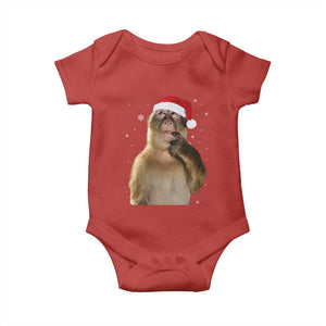 Christmas Thinking Monkey Meme Humor Brainrot Baby Onesie TS11 Red Print Your Wear