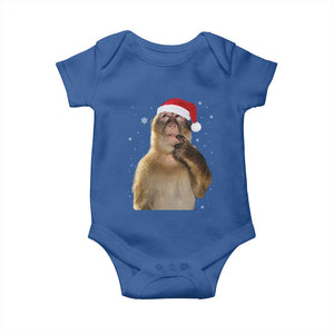 Christmas Thinking Monkey Meme Humor Brainrot Baby Onesie TS11 Royal Blue Print Your Wear