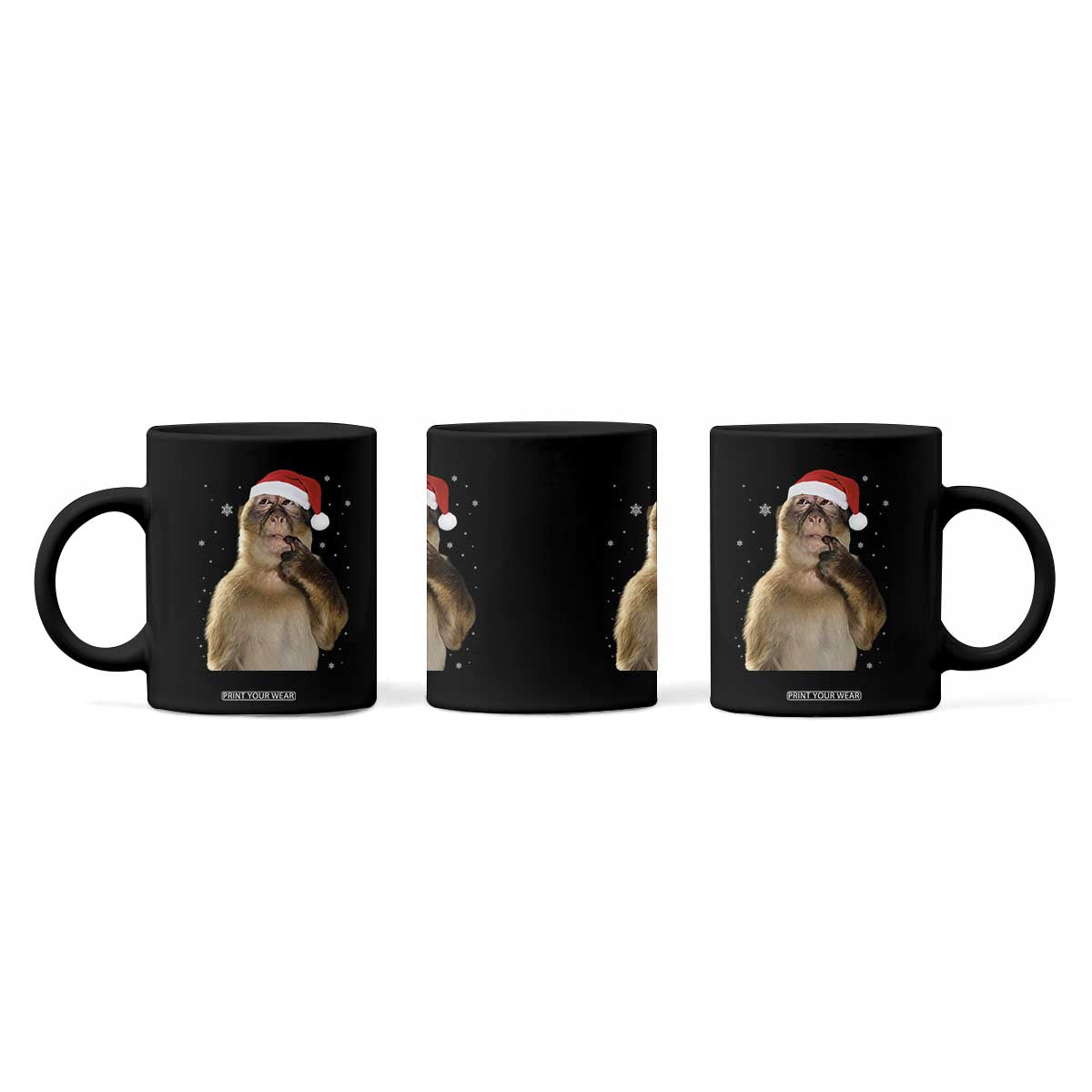 Christmas Thinking Monkey Meme Humor Brainrot Coffee Mug TS11 Print Your Wear
