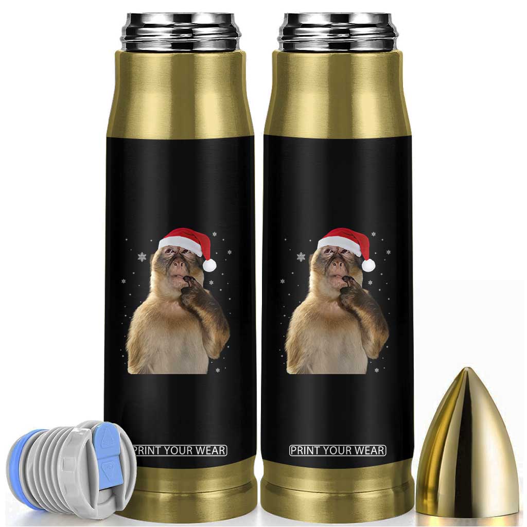 Christmas Thinking Monkey Meme Humor Brainrot Bullet Tumbler TS11 Black Print Your Wear
