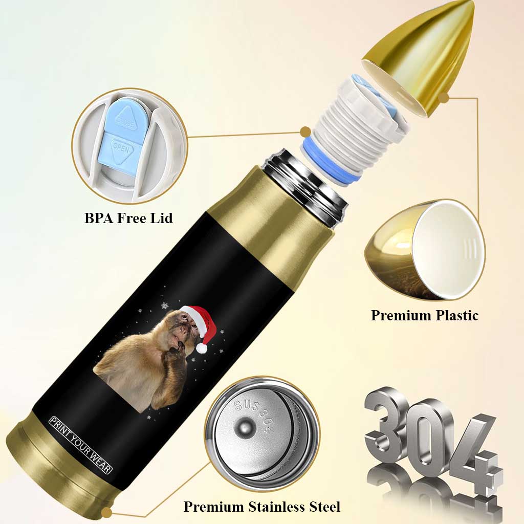 Christmas Thinking Monkey Meme Humor Brainrot Bullet Tumbler TS11 Print Your Wear