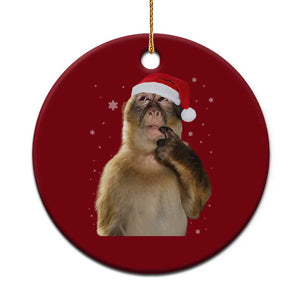 Christmas Thinking Monkey Meme Humor Brainrot Ceramic Ornament TS11 1pc Red Print Your Wear