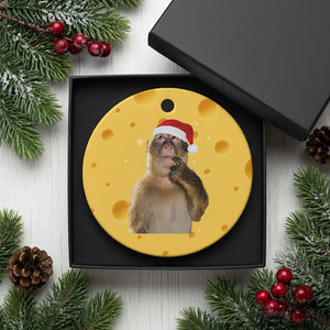Christmas Thinking Monkey Meme Humor Brainrot Ceramic Ornament TS11 1pc Yellow Cheese Print Your Wear