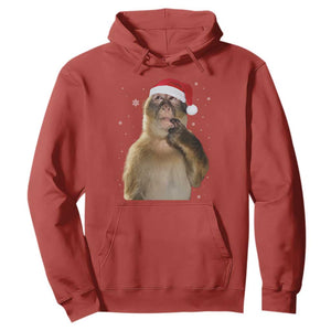 Christmas Thinking Monkey Meme Humor Brainrot Hoodie TS11 Red Print Your Wear