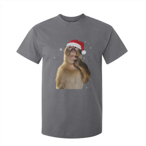 Christmas Thinking Monkey Meme Humor Brainrot T Shirt For Kid TS11 Charcoal Print Your Wear