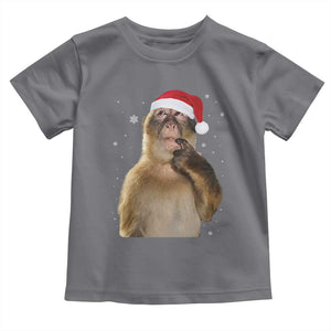 Christmas Thinking Monkey Meme Humor Brainrot Toddler T Shirt TS11 Charcoal Print Your Wear