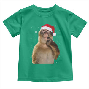 Christmas Thinking Monkey Meme Humor Brainrot Toddler T Shirt TS11 Irish Green Print Your Wear