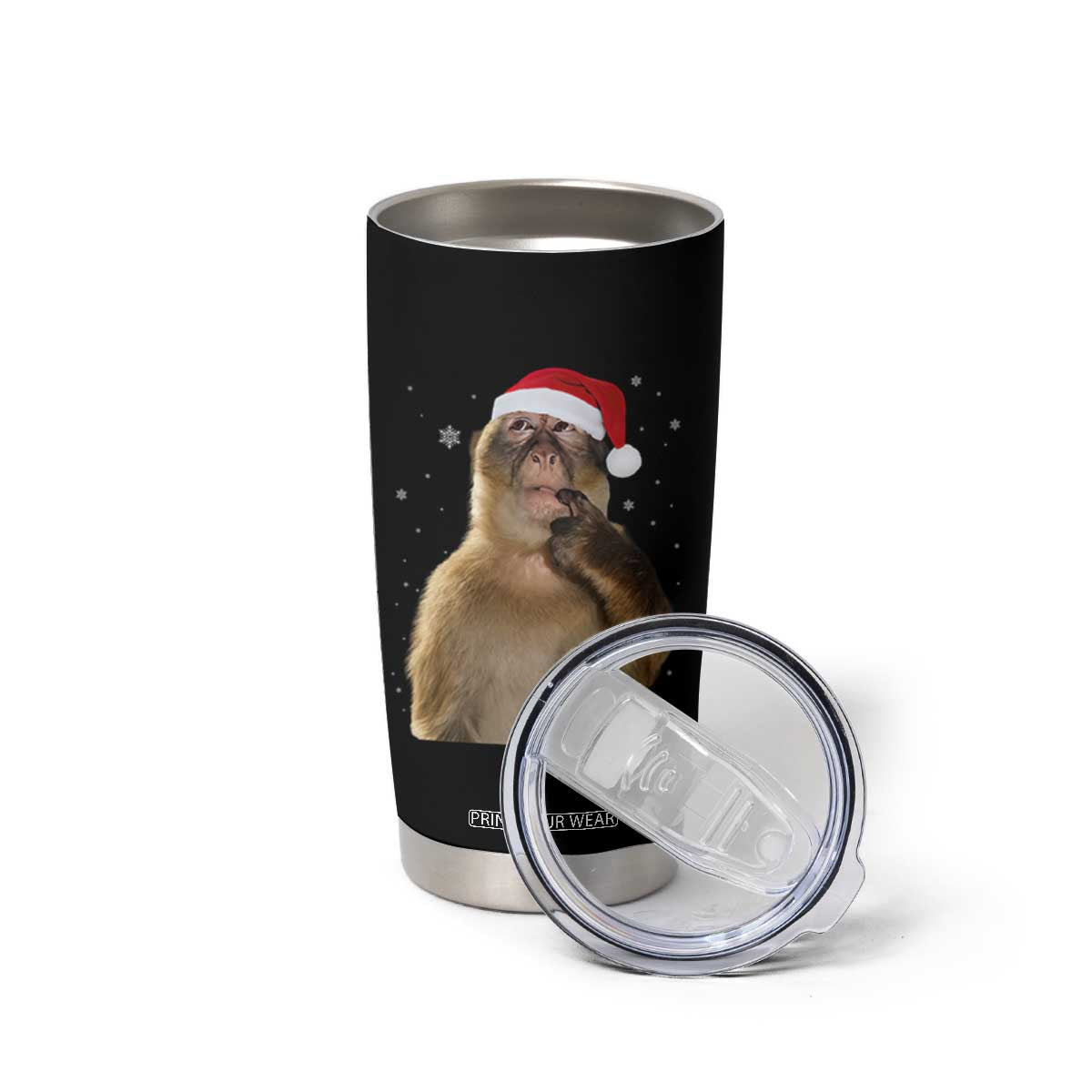 Christmas Thinking Monkey Meme Humor Brainrot Tumbler Cup TS11 Print Your Wear