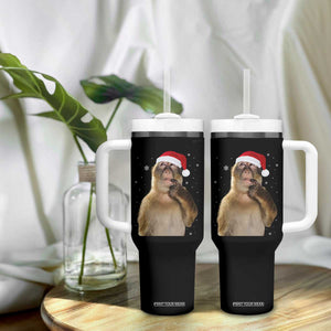 Christmas Thinking Monkey Meme Humor Brainrot Tumbler With Handle TS11 Print Your Wear