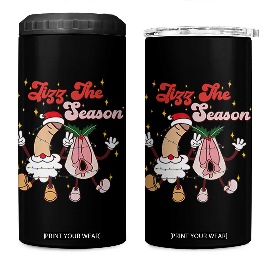 Dirty Christmas Jizz The Season 4 in 1 Can Cooler Tumbler Funny Xmas Inappropriate Adult Humor TS11 One Size: 16 oz Black Print Your Wear