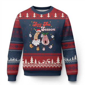 Dirty Xmas Jizz The Season Ugly Christmas Sweater Funny Xmas Inappropriate Adult Humor TS11 Navy Red Print Your Wear