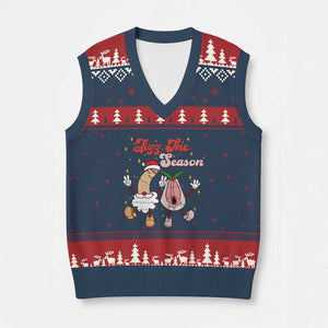 Dirty Xmas Jizz The Season V-Neck Knit Sweater Vest Funny Xmas Inappropriate Adult Humor TS11 Navy Red Print Your Wear