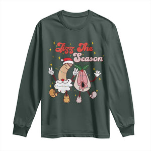 Dirty Christmas Jizz The Season Long Sleeve Shirt Funny Xmas Inappropriate Adult Humor TS11 Dark Forest Green Print Your Wear