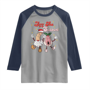 Dirty Christmas Jizz The Season Raglan Shirt Funny Xmas Inappropriate Adult Humor TS11 Sport Gray Navy Print Your Wear