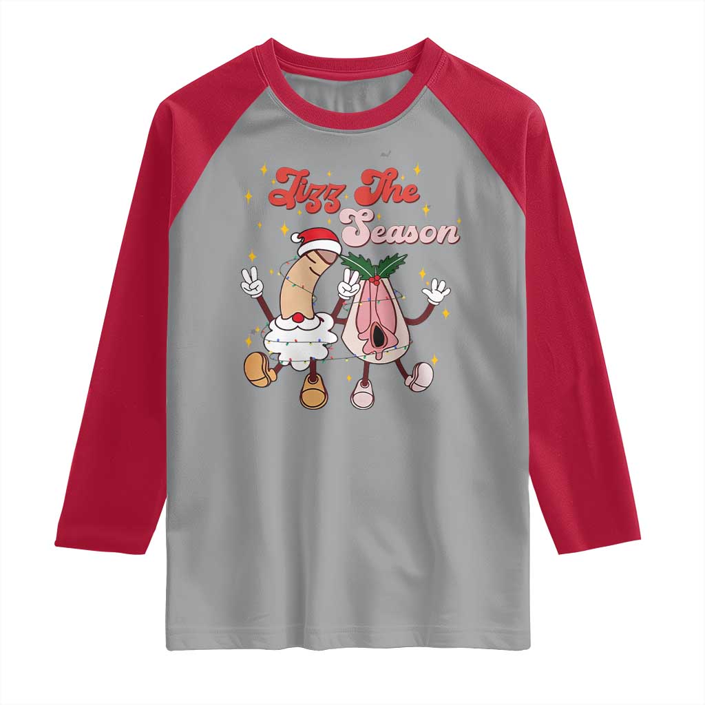 Dirty Christmas Jizz The Season Raglan Shirt Funny Xmas Inappropriate Adult Humor TS11 Sport Gray Red Print Your Wear