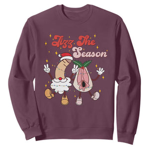 Dirty Christmas Jizz The Season Sweatshirt Funny Xmas Inappropriate Adult Humor TS11 Maroon Print Your Wear