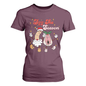 Dirty Christmas Jizz The Season T Shirt For Women Funny Xmas Inappropriate Adult Humor TS11 Maroon Print Your Wear