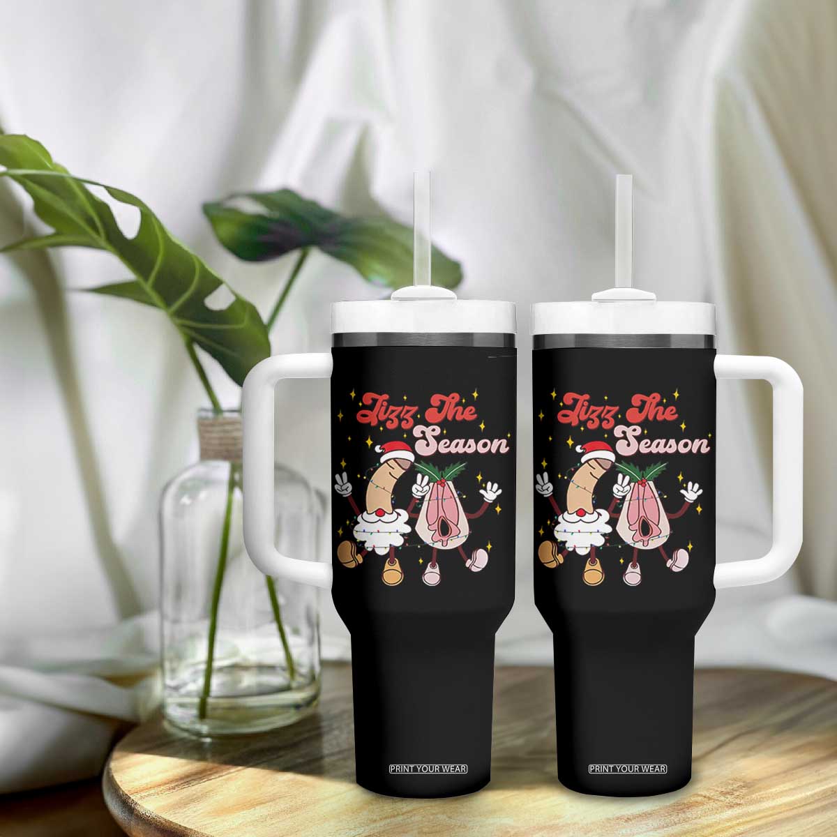 Dirty Christmas Jizz The Season Tumbler With Handle Funny Xmas Inappropriate Adult Humor TS11 Print Your Wear