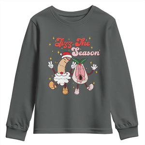 Dirty Christmas Jizz The Season Youth Sweatshirt Funny Xmas Inappropriate Adult Humor TS11 Dark Heather Print Your Wear