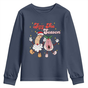 Dirty Christmas Jizz The Season Youth Sweatshirt Funny Xmas Inappropriate Adult Humor TS11 Navy Print Your Wear
