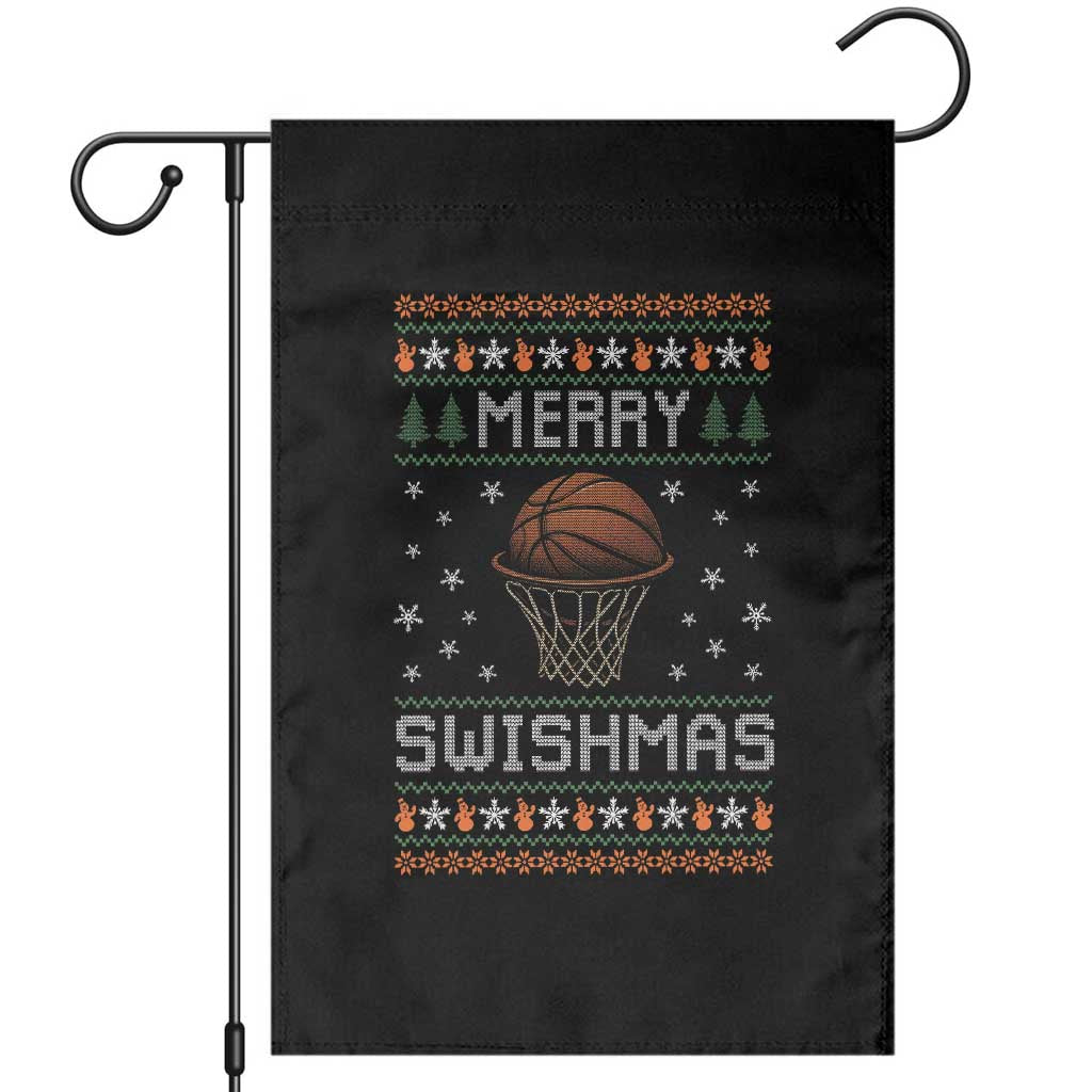 Funny Christmas Basketball Garden Flag Merry Swishmas Ugly Xmas Swish Technique TS11 Black Print Your Wear