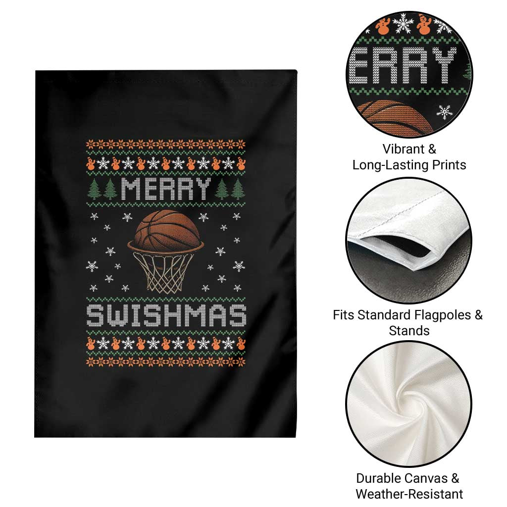 Funny Christmas Basketball Garden Flag Merry Swishmas Ugly Xmas Swish Technique TS11 Print Your Wear