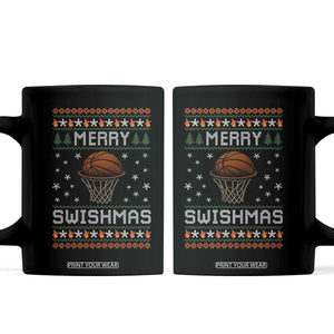 Funny Christmas Basketball Coffee Mug Merry Swishmas Ugly Xmas Swish Technique TS11 Black Print Your Wear