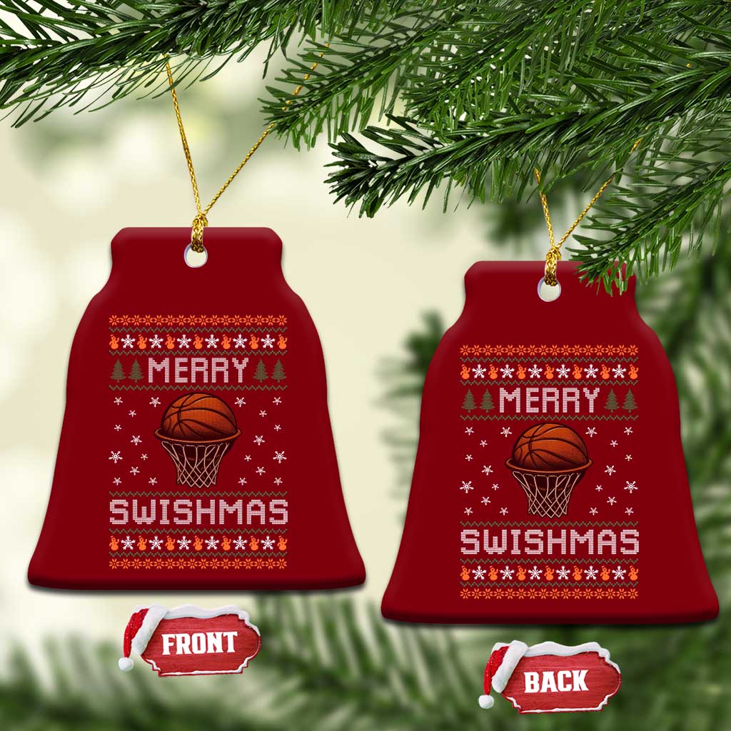 Funny Christmas Basketball Ceramic Ornament Merry Swishmas Ugly Xmas Swish Technique TS11 Print Your Wear