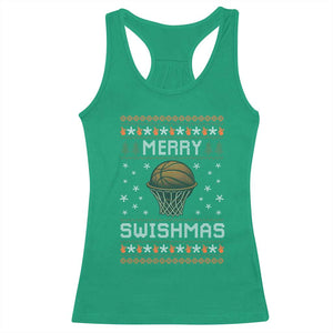 Funny Christmas Basketball Racerback Tank Top Merry Swishmas Ugly Xmas Swish Technique TS11 Irish Green Print Your Wear