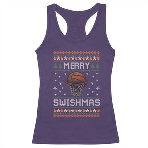 Funny Christmas Basketball Racerback Tank Top Merry Swishmas Ugly Xmas Swish Technique TS11 Purple Print Your Wear