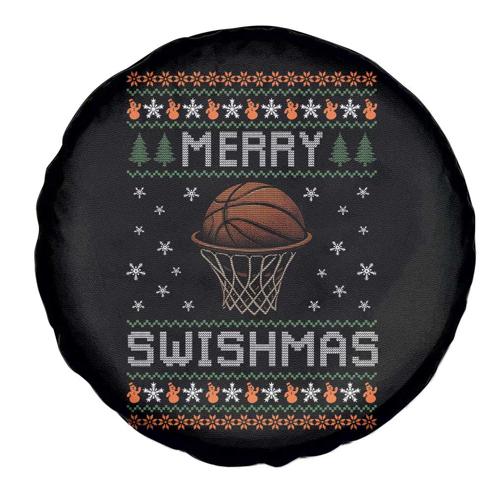 Funny Christmas Basketball Spare Tire Cover Merry Swishmas Ugly Xmas Swish Technique TS11 Print Your Wear