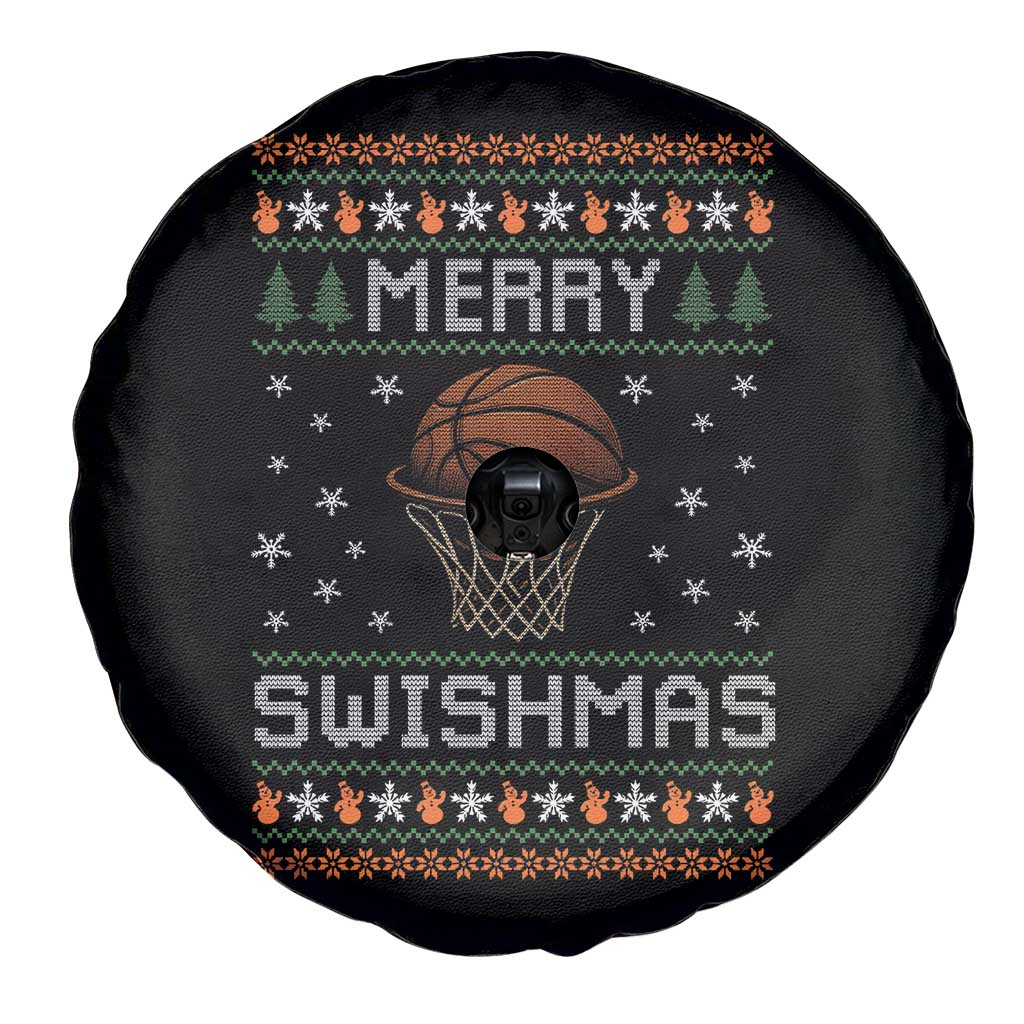 Funny Christmas Basketball Spare Tire Cover Merry Swishmas Ugly Xmas Swish Technique TS11 Print Your Wear